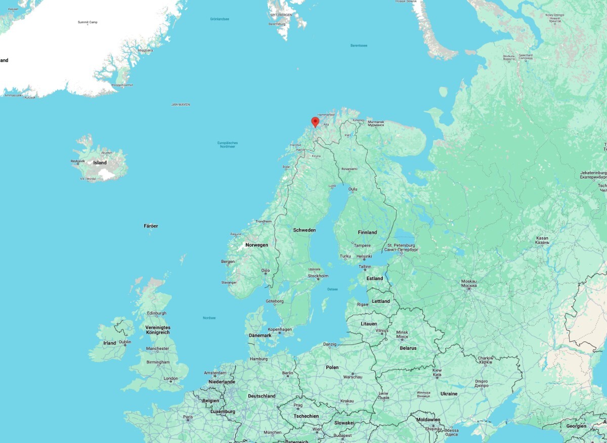 Europe map with Skjervoy