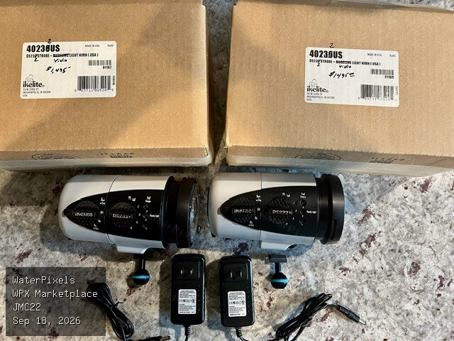 Ikelite DS 232 underwater strobes/video lights w/full set-up & extras